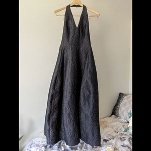 Halston Heritage black embroidered long dress
